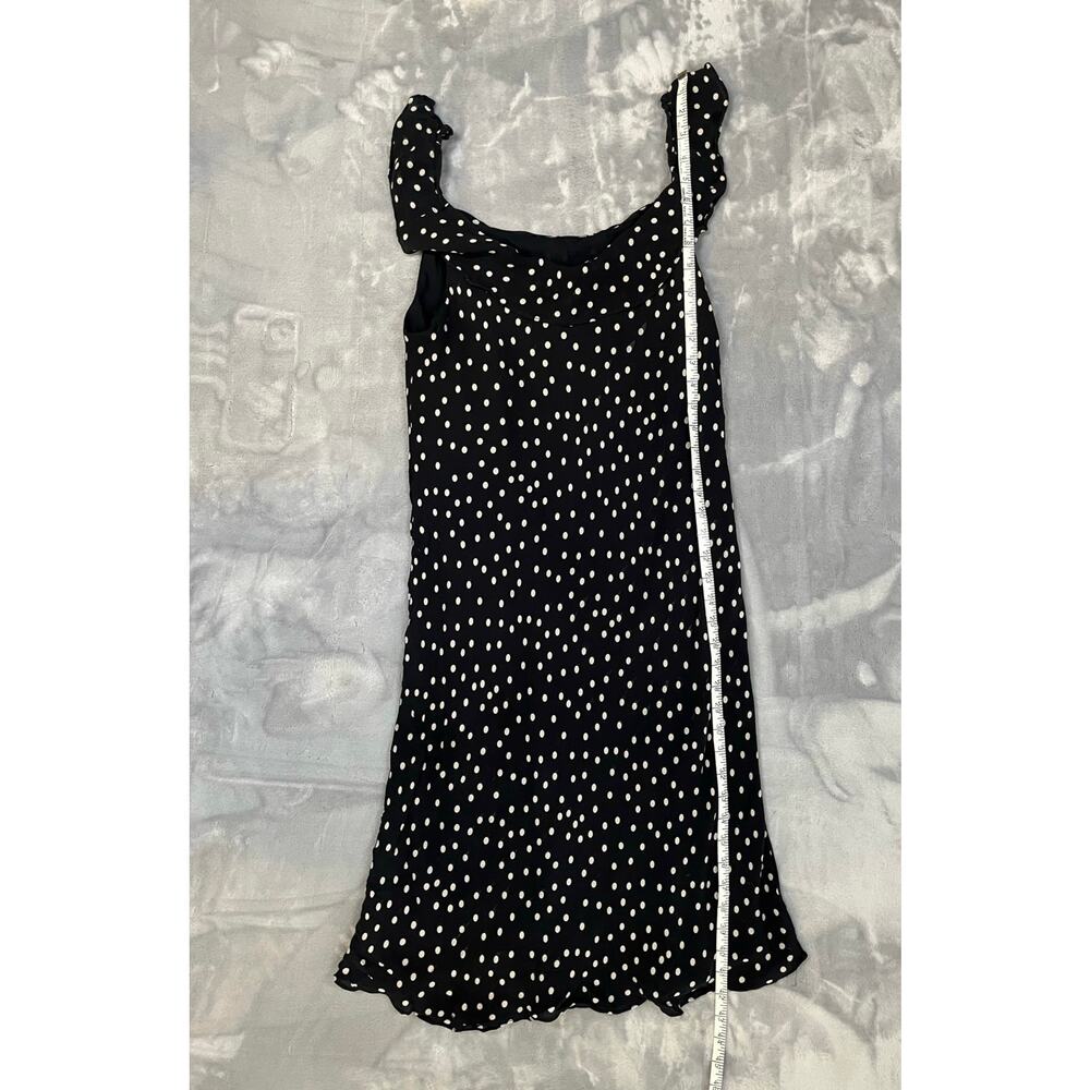 Vintage Y2K Babydoll Midi Slip Dress Polka Dot M/L Ruffle Bias Cute Party Black - Picture 6 of 11